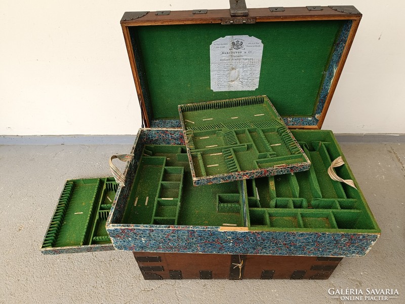 Antik ezüst evőeszköz étkészlet tartó doboz láda 1892 Elkington &amp; co London 825 8669