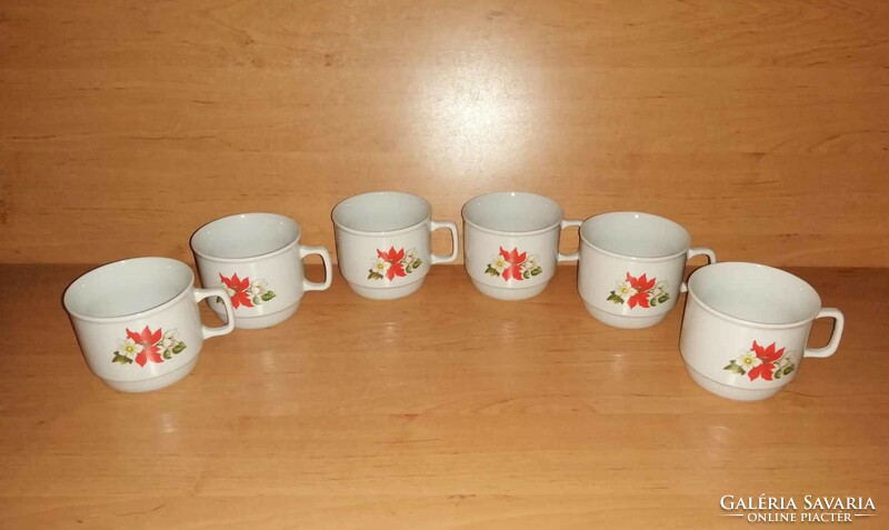 Zsolnay porcelain poinsettia mug 6 pcs in one (22/k)