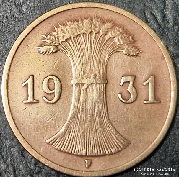 Germany 1 reichspfennig, 1931 mint mark 