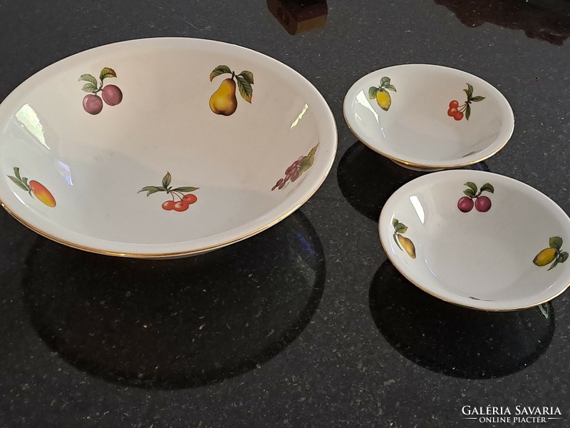 Alföldi porcelain compote bowl with fruit pattern decor