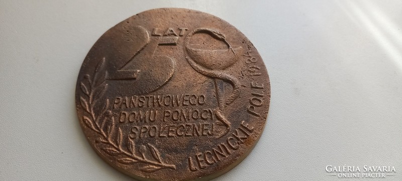 Egyoldalas lengyel bronzplakett 1984-ből
