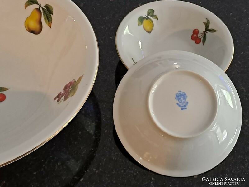 Alföldi porcelain compote bowl with fruit pattern decor