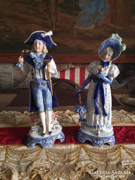 Baroque GDR cobalt blue porcelain pair