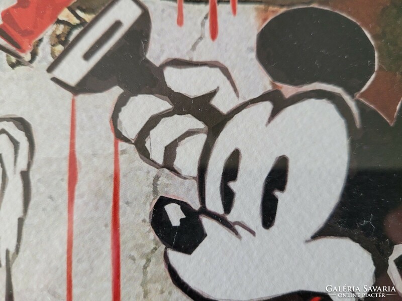 DEATH NYC Mickey mouse -Michelangelo pop art /street art limitált ltográfia keretezve.
