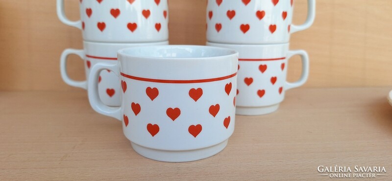Zsolnay 6-piece heart, heart-shaped porcelain mug set