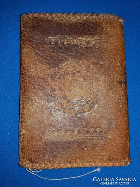Antique Polish genuine leather wallet laced on the side, according to the pictures