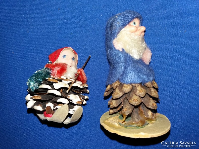 Régi fenyőfatobozos karácsonyfadísz figurák törpe és Mikulás 2db egyben szép állapot a képek szerint