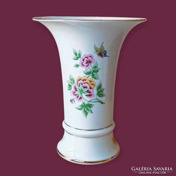 Hollóházi Hortenzia mintás porcelán váza