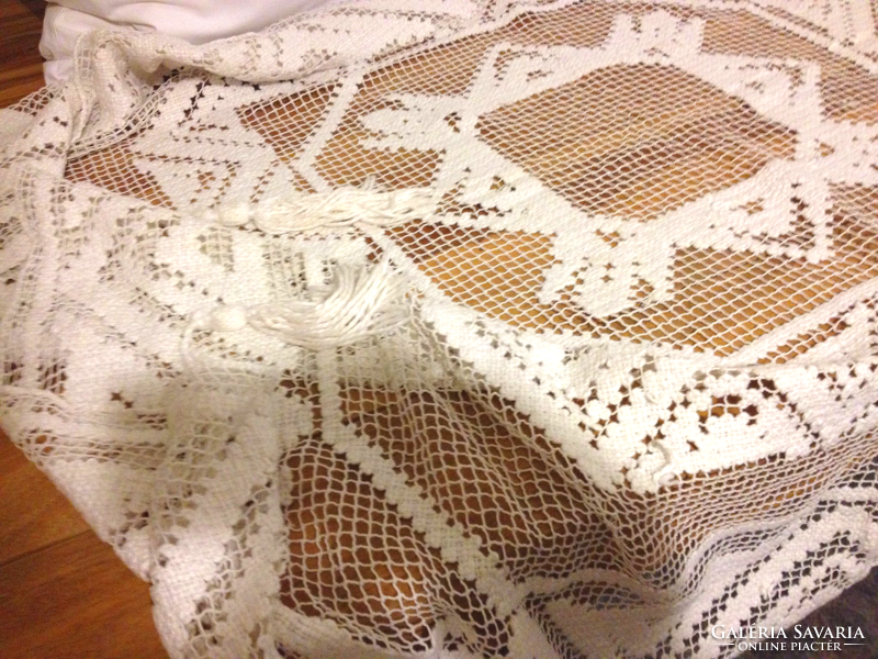 Art deco antique old net filet rece lace filet holiday tablecloth tablecloth