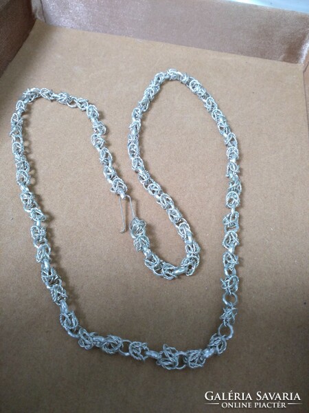 Silver colored filigree 78 cm necklace