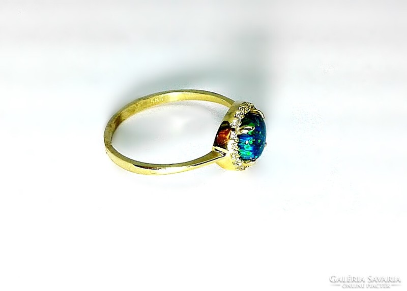 Gold ring with synthetic opal stone (zal-au124505)