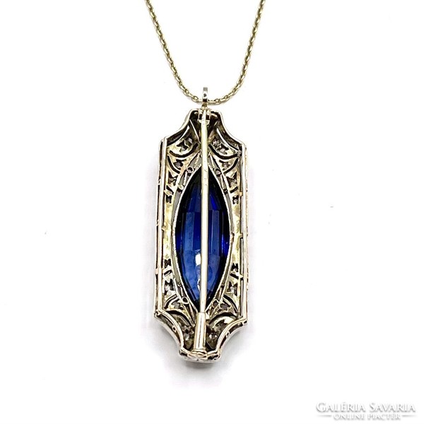 0250. Art deco pendant - brooch with diamonds and blue sapphires