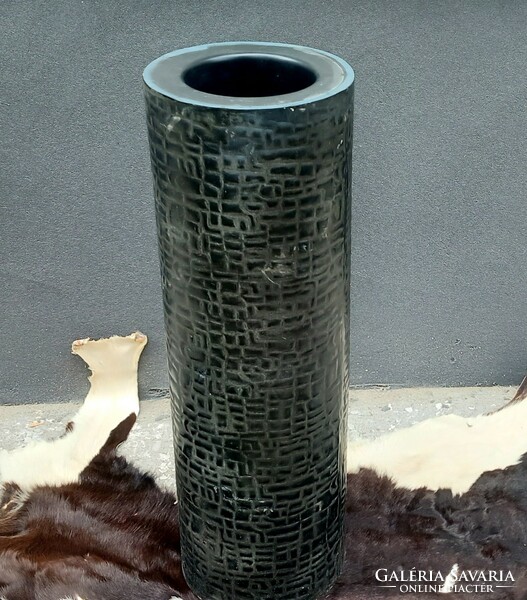 Huge modernist crocodile leather pattern metal vase negotiable design