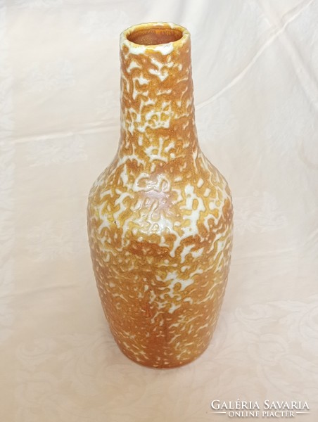 Tófej kerámia iparművész mázas váza retro 31x13cm