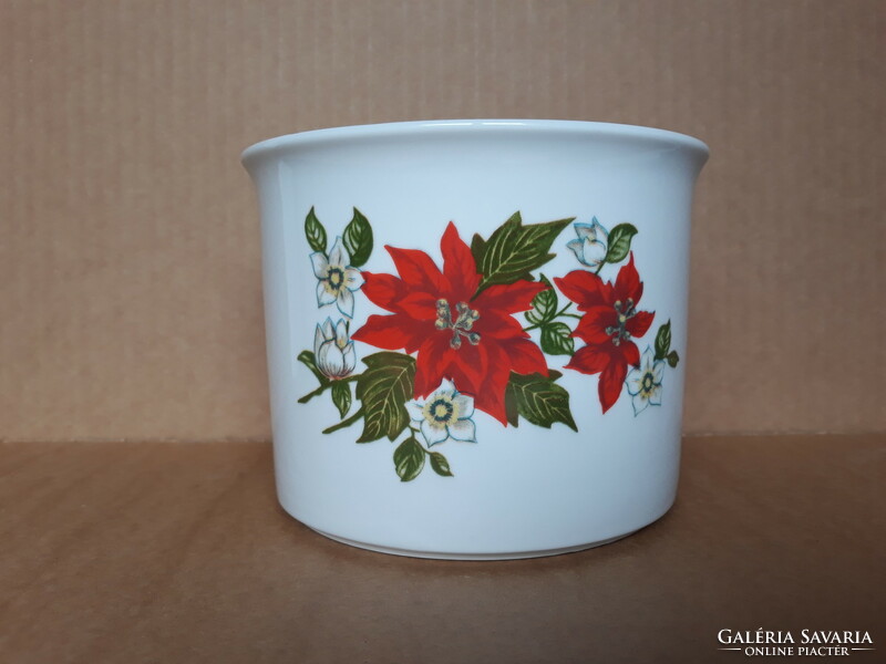 Zsolnay porcelain pot with poinsettia flowers
