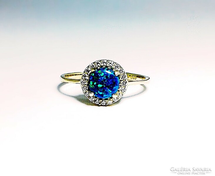 Gold ring with synthetic opal stone (zal-au124505)