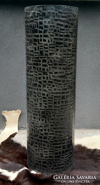 Huge modernist crocodile leather pattern metal vase negotiable design