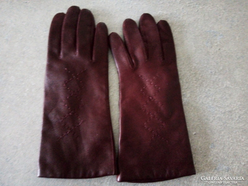 Burgundy leather gloves -7