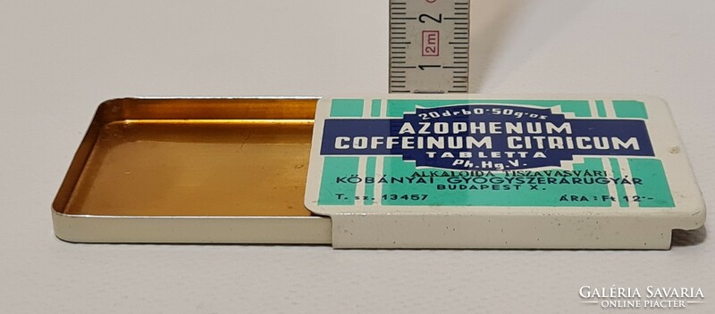 "Azophenum Coffeinum Citricum tabletta" gyógyszeres fémdoboz (3017)