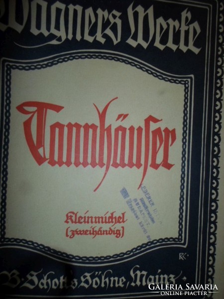 Wagner: tannhäuser, piano excerpt, pre-war antique, schott's edition