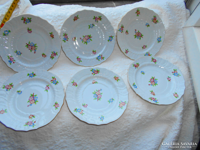 Herend peach flower cake set - 6 small plates