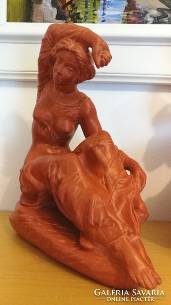 Tóth Val terracotta ceramic statue, marked, flawless, original -