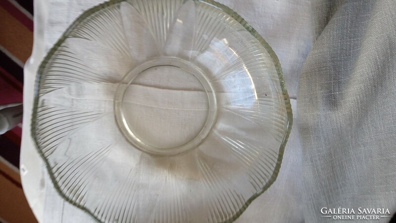 Thick, ribbed glass bowl from the 50s