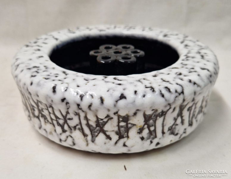 Retro jelzett iparművészeti mázas kerámia ikebana váza hibátlan állapotban