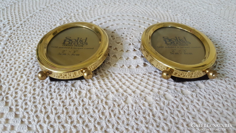 Miniature solid brass polished copper table picture frame 2 pcs.