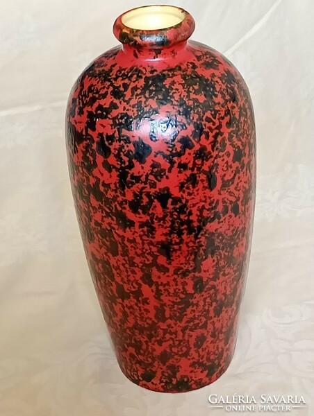 Tófej kerámia iparművész mázas váza retro 27x12cm 02