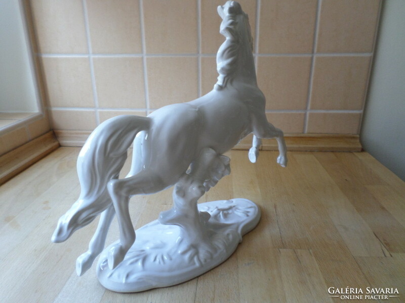 Old Austrian white porcelain galloping horse figure 31 cm