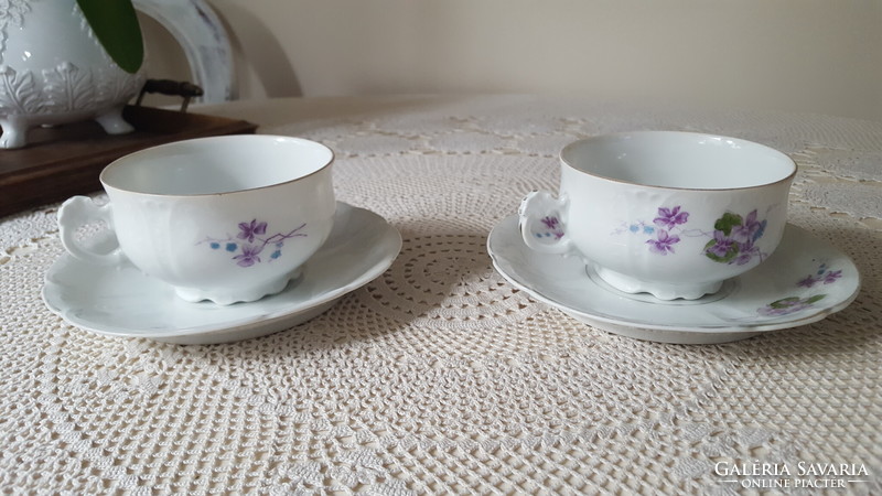 Old large violet porcelain teacup, 2 pcs.