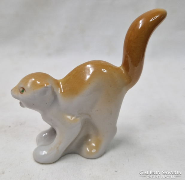Ritka art deco stílusú porcelán macska figura hibátlan állapotban 8 cm.