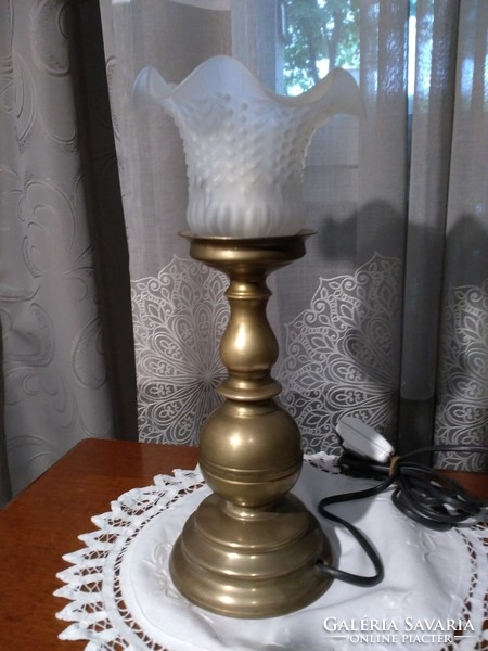 Antik tömör sárgaréz asztali lámpa