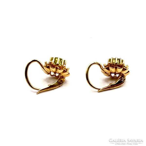 0164. Old gold earrings with olivine (peridot)