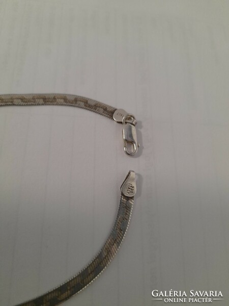 Silver meander pattern flat snake necklace