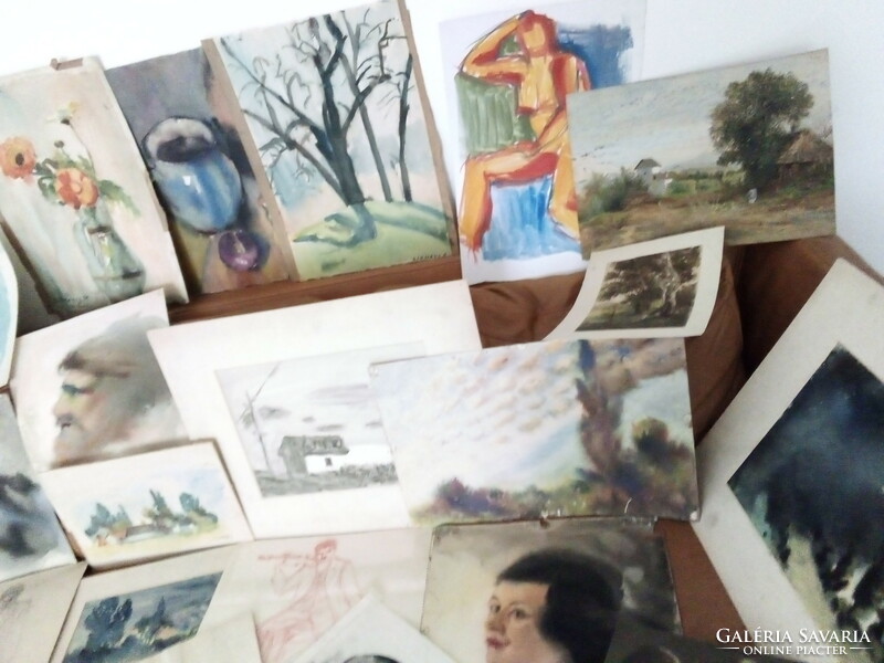 200 works: paintings, graphics, etchings, prints, in two folders, collector's legacy