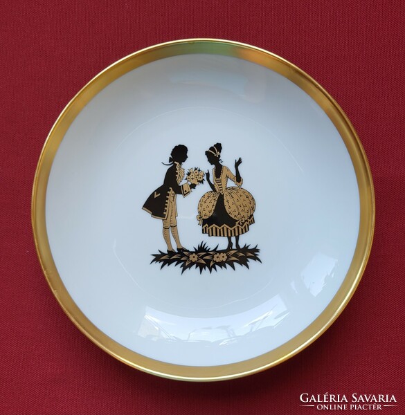 Fürstenberg German baroque shadow scene porcelain rare plate serving bowl center plate decorative plate gold