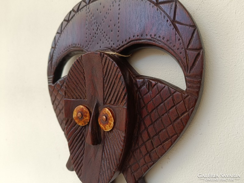 Antique African Kota ethnic group carved wooden fetish mask statue grain 416 8834