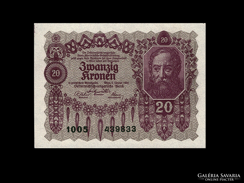 UNC - 20 KORONA - 1922 - Osztrák-Magyar Bank