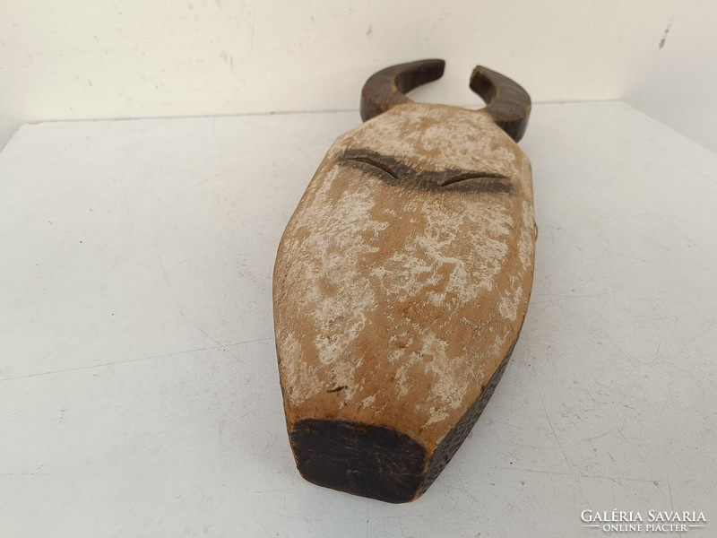 Antique African antelope mask fang ethnic group wood grain African mask damaged horn 790 drum 11