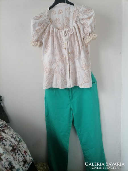 They are more beautiful than me, plus size, flashy, light, flared jeans, green pants, waist 50 48 96-105