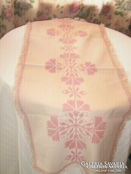 Wonderful floral hand embroidered cross stitch tablecloth