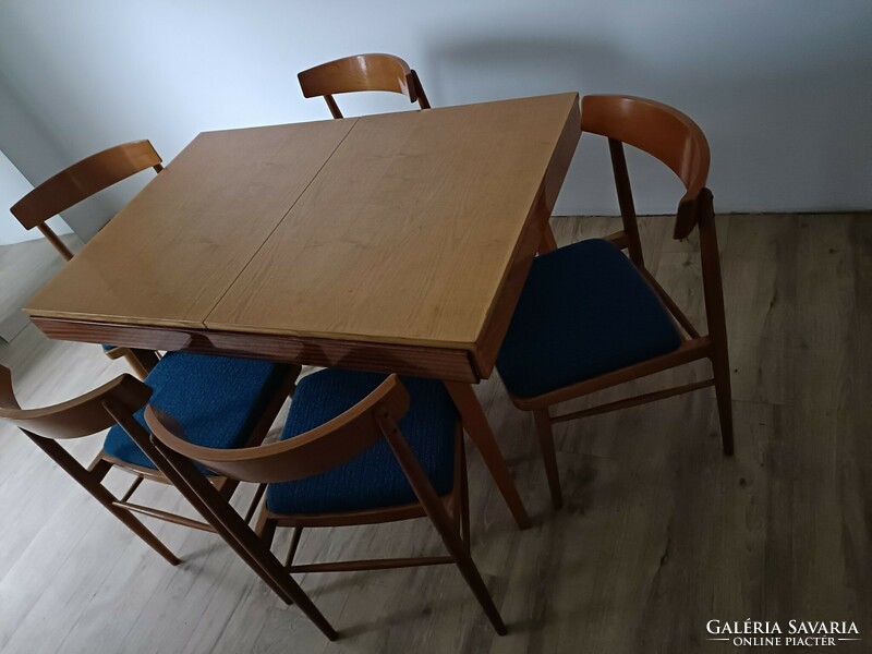 Jitona ton Czech Czechoslovakia dining table with 5 chairs chair retro mid century