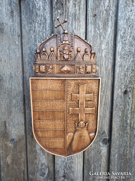 Carved coat of arms of Hungary