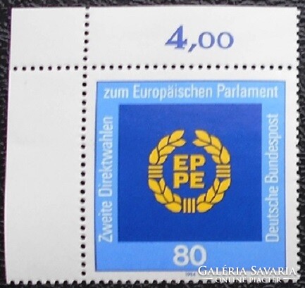 N1209s / Németország 1984 Európai Parlamenti választás bélyeg postatiszta ívsarki összegzőszámos