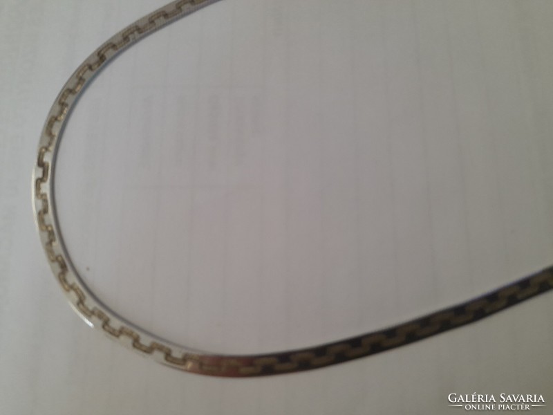 Silver meander pattern flat snake necklace