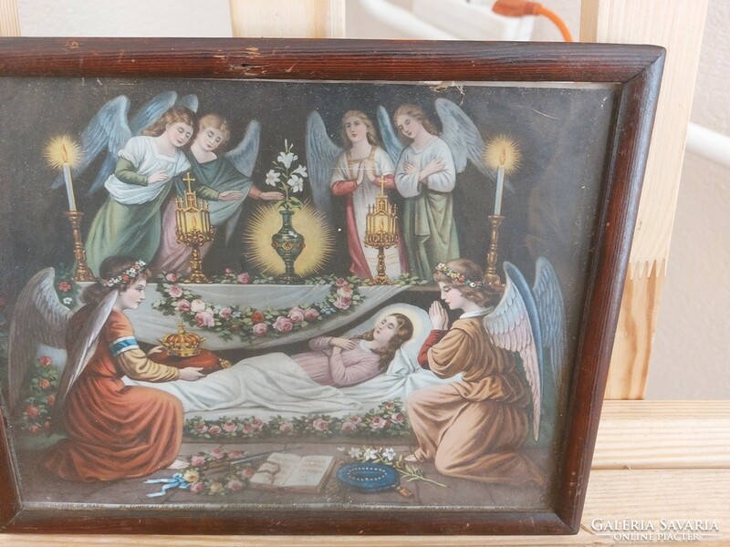 (K) old holy image print with 27x21 cm frame