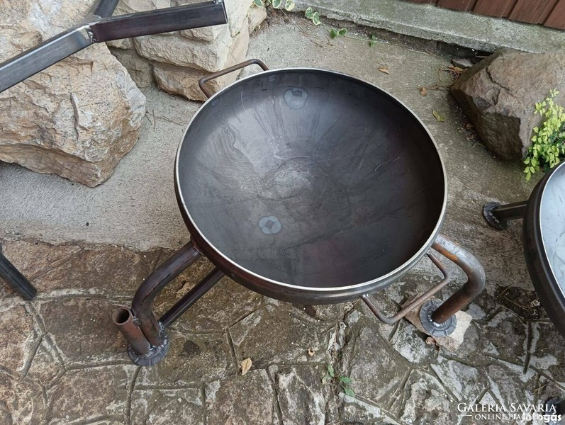Unique combined fire pit grilling meat oven plate + pot holder + 50cm fire bowl