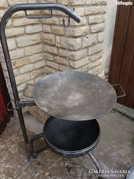 Unique combined fire pit grilling meat oven plate + pot holder + 50cm fire bowl